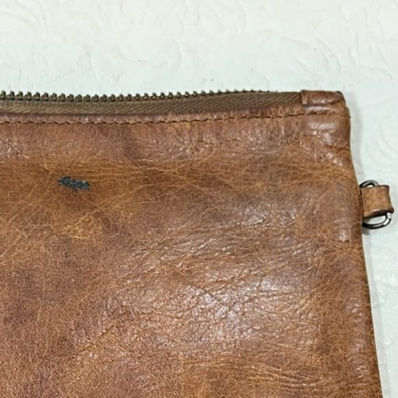 VTG Brown Distressed Leather Zip Studded Accents Pouch Wallet 7.5"x4.25" - Picture 13 of 15